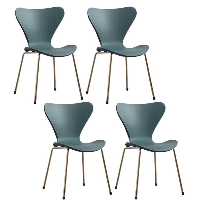 Modern Armless Side Chairs with 4 Black Finish Legs Plastic Solid Chairs for Home Use Green Brass Gold Set of 4 Clearhalo ' kitchen&dining_furn' 'Dining Chairs' 'Dining Tables & Seating' 'dining_chair' 'Furniture' 'furniture_dining_chair' 'Kitchen & Dining Furniture' 'kitchen' 3453841
