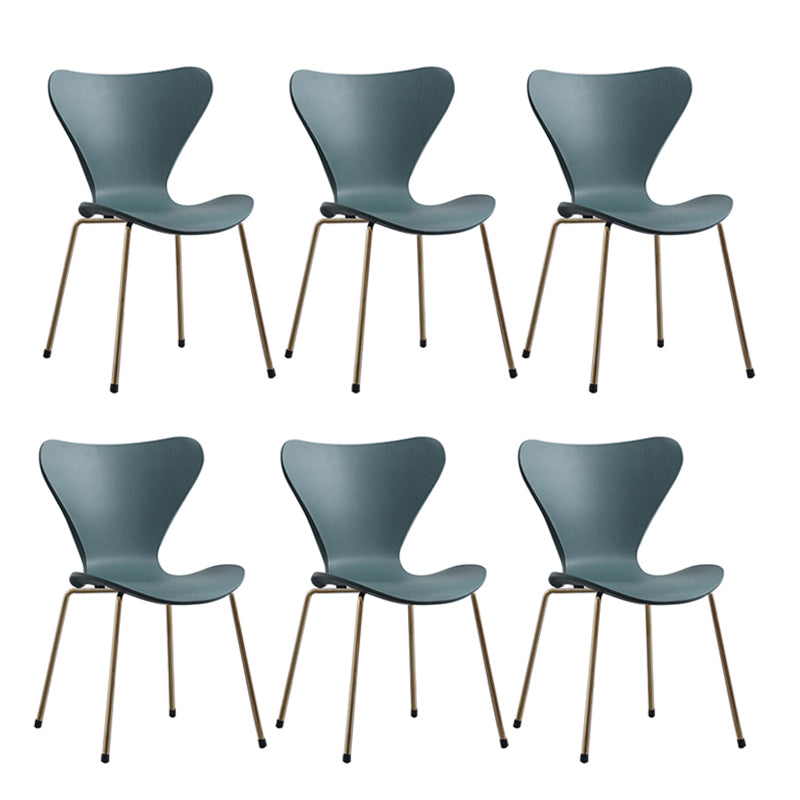 Modern Armless Side Chairs with 4 Black Finish Legs Plastic Solid Chairs for Home Use Green Brass Gold Set of 6 Clearhalo ' kitchen&dining_furn' 'Dining Chairs' 'Dining Tables & Seating' 'dining_chair' 'Furniture' 'furniture_dining_chair' 'Kitchen & Dining Furniture' 'kitchen' 3453843