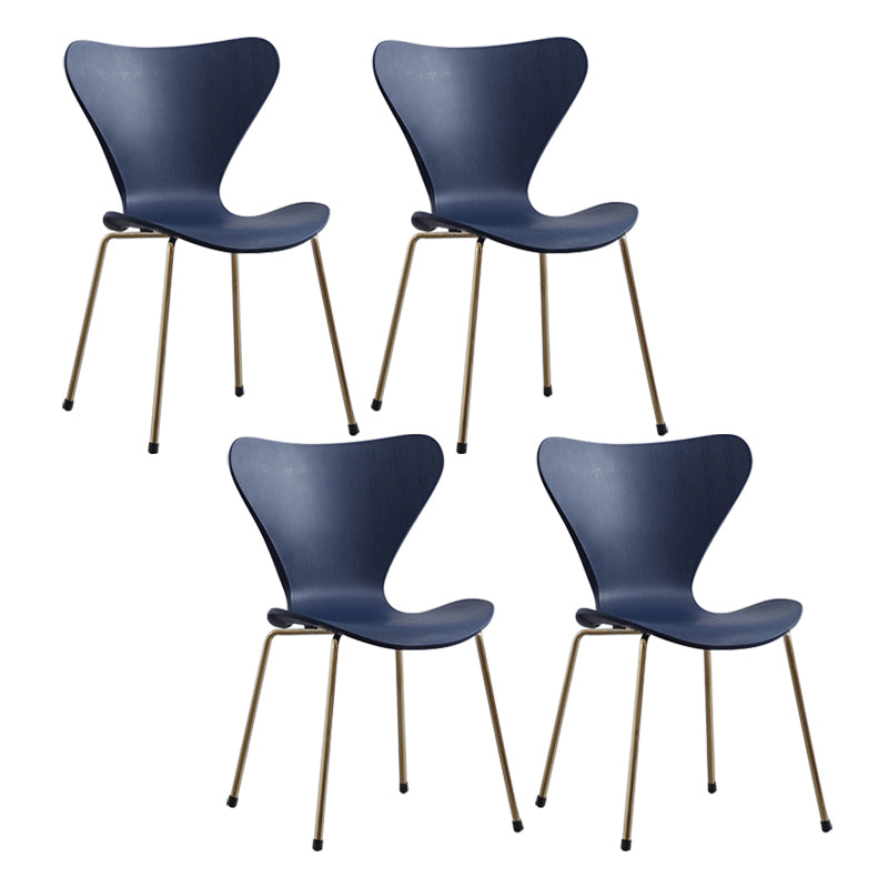 Modern Armless Side Chairs with 4 Black Finish Legs Plastic Solid Chairs for Home Use Blue Brass Gold Set of 4 Clearhalo ' kitchen&dining_furn' 'Dining Chairs' 'Dining Tables & Seating' 'dining_chair' 'Furniture' 'furniture_dining_chair' 'Kitchen & Dining Furniture' 'kitchen' 3453846