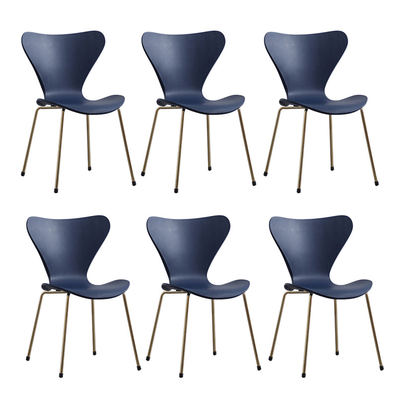 Modern Armless Side Chairs with 4 Black Finish Legs Plastic Solid Chairs for Home Use Blue Brass Gold Set of 6 Clearhalo ' kitchen&dining_furn' 'Dining Chairs' 'Dining Tables & Seating' 'dining_chair' 'Furniture' 'furniture_dining_chair' 'Kitchen & Dining Furniture' 'kitchen' 3453847