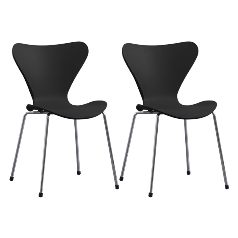 Modern Armless Side Chairs with 4 Black Finish Legs Plastic Solid Chairs for Home Use Black Silver Set of 2 Clearhalo ' kitchen&dining_furn' 'Dining Chairs' 'Dining Tables & Seating' 'dining_chair' 'Furniture' 'furniture_dining_chair' 'Kitchen & Dining Furniture' 'kitchen' 3453848