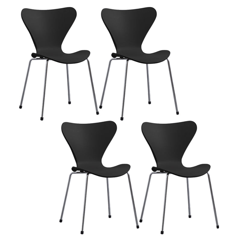 Modern Armless Side Chairs with 4 Black Finish Legs Plastic Solid Chairs for Home Use Black Silver Set of 4 Clearhalo ' kitchen&dining_furn' 'Dining Chairs' 'Dining Tables & Seating' 'dining_chair' 'Furniture' 'furniture_dining_chair' 'Kitchen & Dining Furniture' 'kitchen' 3453849