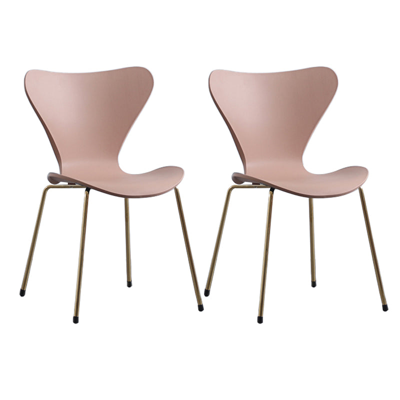 Modern Armless Side Chairs with 4 Black Finish Legs Plastic Solid Chairs for Home Use Pink Brass Gold Set of 2 Clearhalo ' kitchen&dining_furn' 'Dining Chairs' 'Dining Tables & Seating' 'dining_chair' 'Furniture' 'furniture_dining_chair' 'Kitchen & Dining Furniture' 'kitchen' 3453851