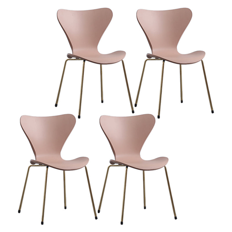 Modern Armless Side Chairs with 4 Black Finish Legs Plastic Solid Chairs for Home Use Pink Brass Gold Set of 4 Clearhalo ' kitchen&dining_furn' 'Dining Chairs' 'Dining Tables & Seating' 'dining_chair' 'Furniture' 'furniture_dining_chair' 'Kitchen & Dining Furniture' 'kitchen' 3453852