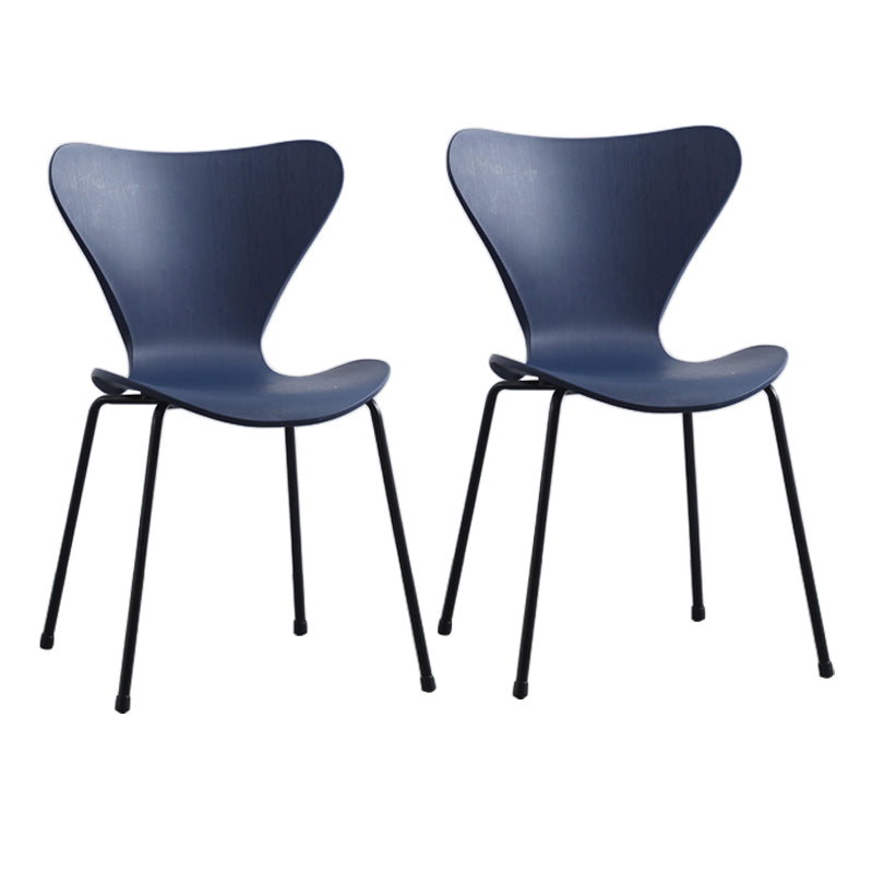 Modern Armless Side Chairs with 4 Black Finish Legs Plastic Solid Chairs for Home Use Blue Black Set of 2 Clearhalo ' kitchen&dining_furn' 'Dining Chairs' 'Dining Tables & Seating' 'dining_chair' 'Furniture' 'furniture_dining_chair' 'Kitchen & Dining Furniture' 'kitchen' 3453854