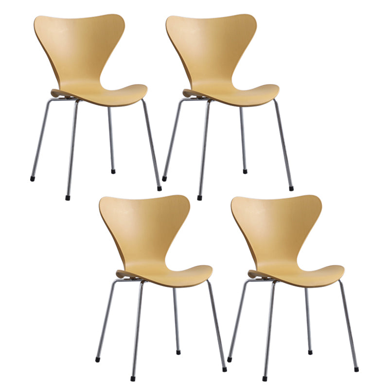 Modern Armless Side Chairs with 4 Black Finish Legs Plastic Solid Chairs for Home Use Yellow Silver Set of 4 Clearhalo ' kitchen&dining_furn' 'Dining Chairs' 'Dining Tables & Seating' 'dining_chair' 'Furniture' 'furniture_dining_chair' 'Kitchen & Dining Furniture' 'kitchen' 3453858