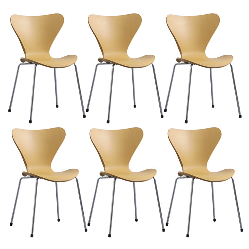 Modern Armless Side Chairs with 4 Black Finish Legs Plastic Solid Chairs for Home Use Yellow Silver Set of 6 Clearhalo ' kitchen&dining_furn' 'Dining Chairs' 'Dining Tables & Seating' 'dining_chair' 'Furniture' 'furniture_dining_chair' 'Kitchen & Dining Furniture' 'kitchen' 3453859