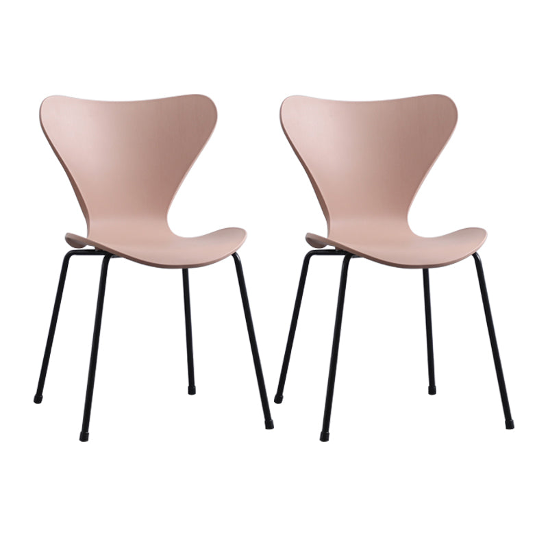 Modern Armless Side Chairs with 4 Black Finish Legs Plastic Solid Chairs for Home Use Pink Black Set of 2 Clearhalo ' kitchen&dining_furn' 'Dining Chairs' 'Dining Tables & Seating' 'dining_chair' 'Furniture' 'furniture_dining_chair' 'Kitchen & Dining Furniture' 'kitchen' 3453860