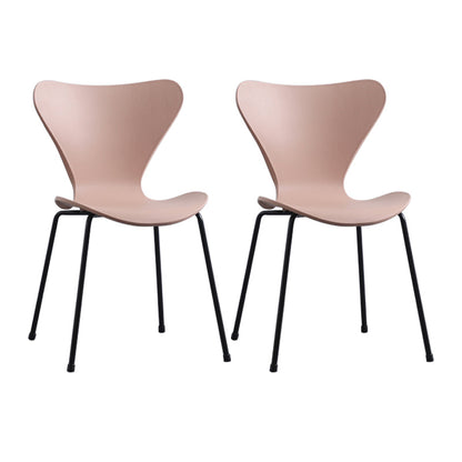 Modern Armless Side Chairs with 4 Black Finish Legs Plastic Solid Chairs for Home Use Pink Black Set of 2 Clearhalo ' kitchen&dining_furn' 'Dining Chairs' 'Dining Tables & Seating' 'dining_chair' 'Furniture' 'furniture_dining_chair' 'Kitchen & Dining Furniture' 'kitchen' 3453860