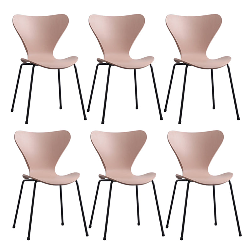 Modern Armless Side Chairs with 4 Black Finish Legs Plastic Solid Chairs for Home Use Pink Black Set of 6 Clearhalo ' kitchen&dining_furn' 'Dining Chairs' 'Dining Tables & Seating' 'dining_chair' 'Furniture' 'furniture_dining_chair' 'Kitchen & Dining Furniture' 'kitchen' 3453862