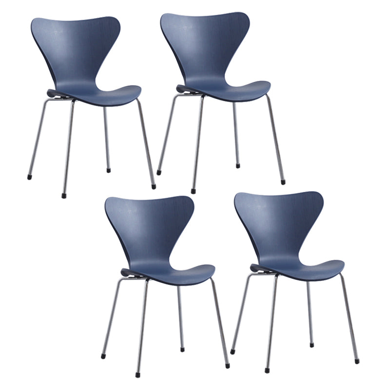 Modern Armless Side Chairs with 4 Black Finish Legs Plastic Solid Chairs for Home Use Blue Silver Set of 4 Clearhalo ' kitchen&dining_furn' 'Dining Chairs' 'Dining Tables & Seating' 'dining_chair' 'Furniture' 'furniture_dining_chair' 'Kitchen & Dining Furniture' 'kitchen' 3453864