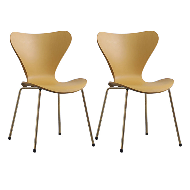 Modern Armless Side Chairs with 4 Black Finish Legs Plastic Solid Chairs for Home Use Yellow Brass Gold Set of 2 Clearhalo ' kitchen&dining_furn' 'Dining Chairs' 'Dining Tables & Seating' 'dining_chair' 'Furniture' 'furniture_dining_chair' 'Kitchen & Dining Furniture' 'kitchen' 3453866