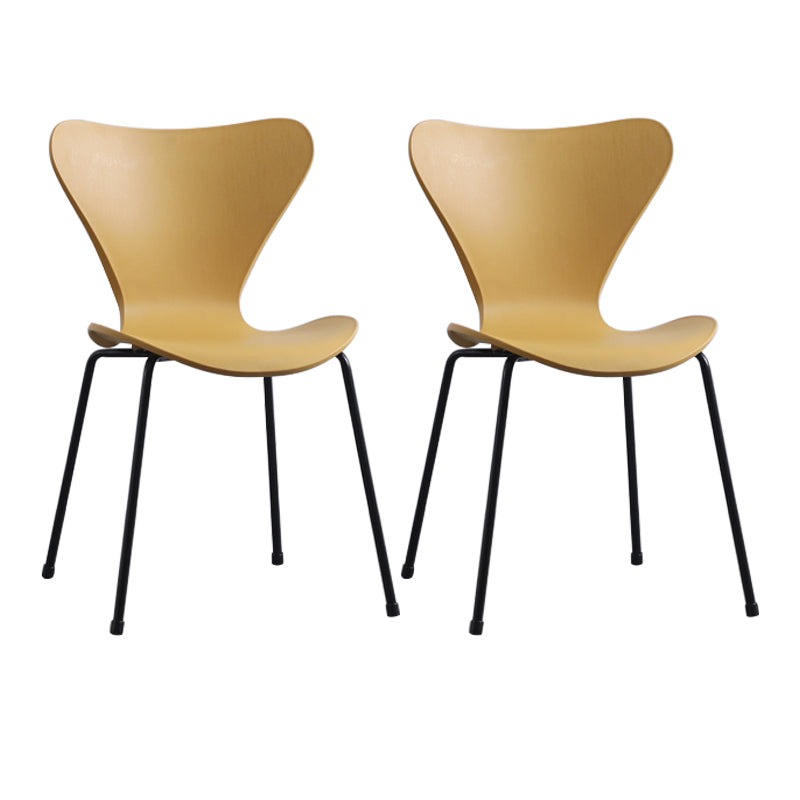 Modern Armless Side Chairs with 4 Black Finish Legs Plastic Solid Chairs for Home Use Yellow Black Set of 2 Clearhalo ' kitchen&dining_furn' 'Dining Chairs' 'Dining Tables & Seating' 'dining_chair' 'Furniture' 'furniture_dining_chair' 'Kitchen & Dining Furniture' 'kitchen' 3453869
