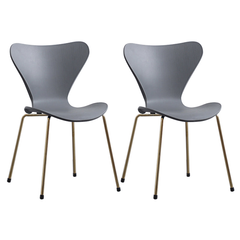 Modern Armless Side Chairs with 4 Black Finish Legs Plastic Solid Chairs for Home Use Grey Brass Gold Set of 2 Clearhalo ' kitchen&dining_furn' 'Dining Chairs' 'Dining Tables & Seating' 'dining_chair' 'Furniture' 'furniture_dining_chair' 'Kitchen & Dining Furniture' 'kitchen' 3453872