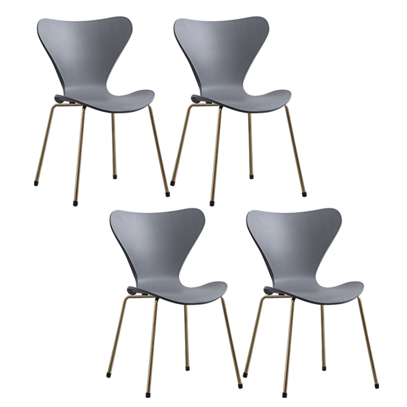 Modern Armless Side Chairs with 4 Black Finish Legs Plastic Solid Chairs for Home Use Grey Brass Gold Set of 4 Clearhalo ' kitchen&dining_furn' 'Dining Chairs' 'Dining Tables & Seating' 'dining_chair' 'Furniture' 'furniture_dining_chair' 'Kitchen & Dining Furniture' 'kitchen' 3453873