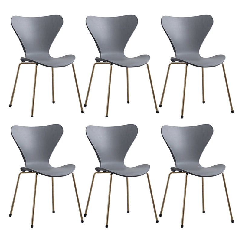 Modern Armless Side Chairs with 4 Black Finish Legs Plastic Solid Chairs for Home Use Grey Brass Gold Set of 6 Clearhalo ' kitchen&dining_furn' 'Dining Chairs' 'Dining Tables & Seating' 'dining_chair' 'Furniture' 'furniture_dining_chair' 'Kitchen & Dining Furniture' 'kitchen' 3453874