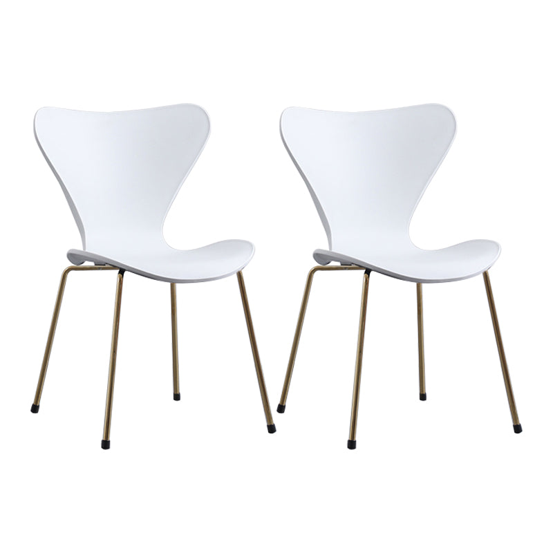 Modern Armless Side Chairs with 4 Black Finish Legs Plastic Solid Chairs for Home Use White Brass Gold Set of 2 Clearhalo ' kitchen&dining_furn' 'Dining Chairs' 'Dining Tables & Seating' 'dining_chair' 'Furniture' 'furniture_dining_chair' 'Kitchen & Dining Furniture' 'kitchen' 3453875