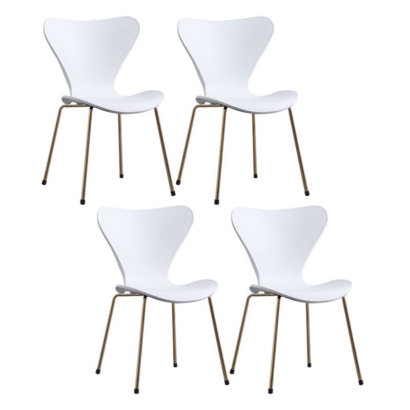 Modern Armless Side Chairs with 4 Black Finish Legs Plastic Solid Chairs for Home Use White Brass Gold Set of 4 Clearhalo ' kitchen&dining_furn' 'Dining Chairs' 'Dining Tables & Seating' 'dining_chair' 'Furniture' 'furniture_dining_chair' 'Kitchen & Dining Furniture' 'kitchen' 3453876