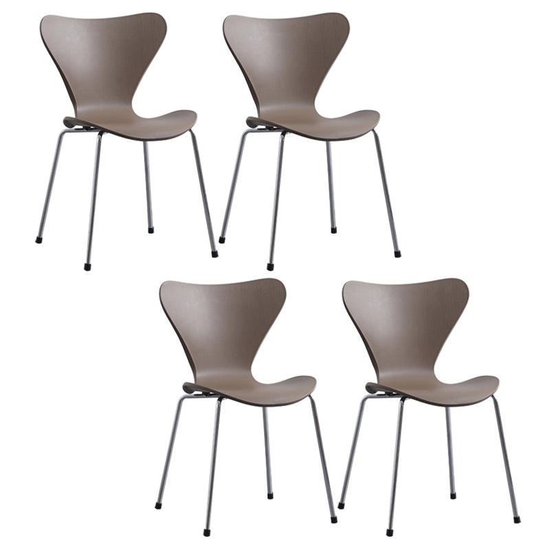 Modern Armless Side Chairs with 4 Black Finish Legs Plastic Solid Chairs for Home Use Brown Silver Set of 4 Clearhalo ' kitchen&dining_furn' 'Dining Chairs' 'Dining Tables & Seating' 'dining_chair' 'Furniture' 'furniture_dining_chair' 'Kitchen & Dining Furniture' 'kitchen' 3453879