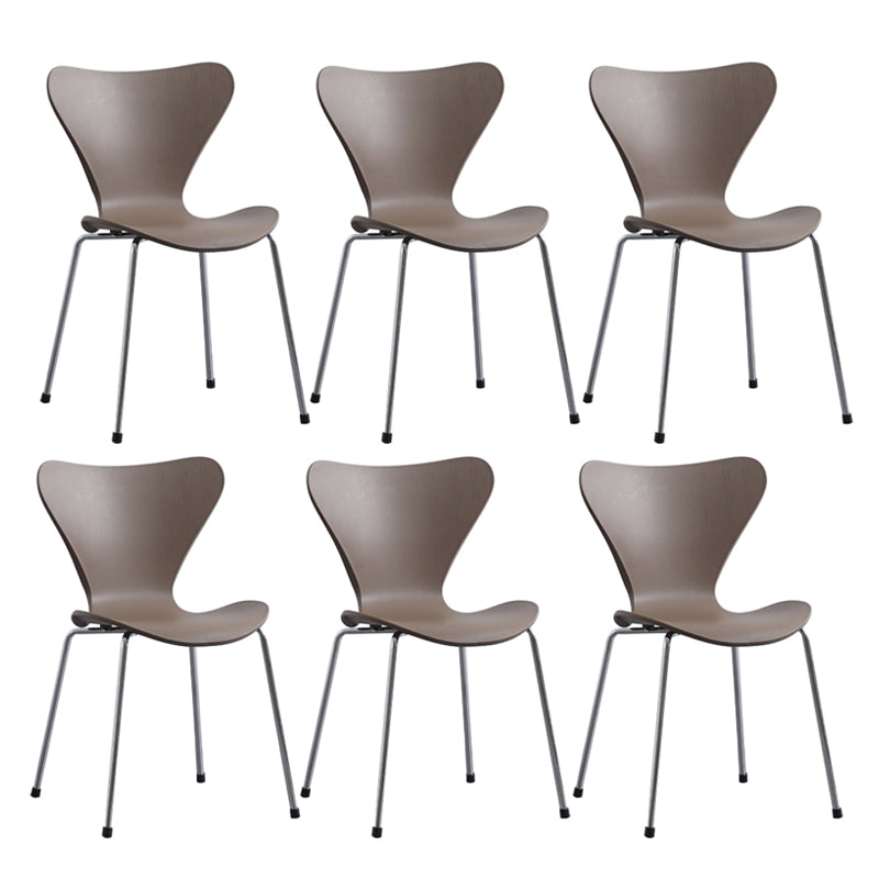 Modern Armless Side Chairs with 4 Black Finish Legs Plastic Solid Chairs for Home Use Brown Silver Set of 6 Clearhalo ' kitchen&dining_furn' 'Dining Chairs' 'Dining Tables & Seating' 'dining_chair' 'Furniture' 'furniture_dining_chair' 'Kitchen & Dining Furniture' 'kitchen' 3453880