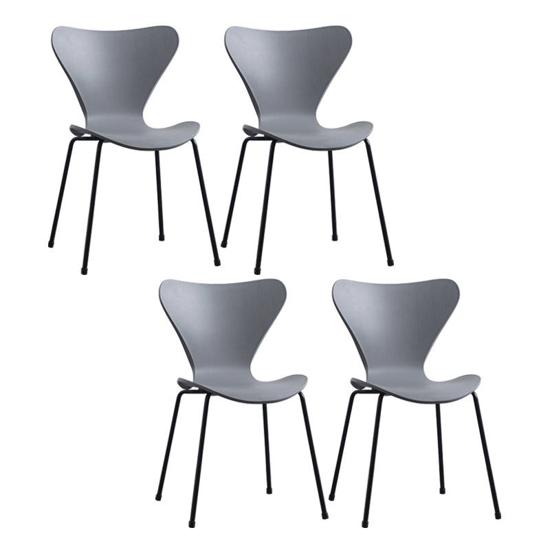 Modern Armless Side Chairs with 4 Black Finish Legs Plastic Solid Chairs for Home Use Grey Black Set of 4 Clearhalo ' kitchen&dining_furn' 'Dining Chairs' 'Dining Tables & Seating' 'dining_chair' 'Furniture' 'furniture_dining_chair' 'Kitchen & Dining Furniture' 'kitchen' 3453882