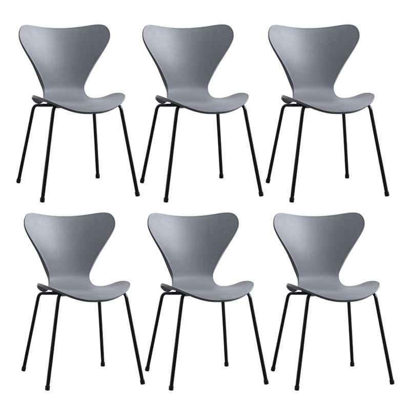 Modern Armless Side Chairs with 4 Black Finish Legs Plastic Solid Chairs for Home Use Grey Black Set of 6 Clearhalo ' kitchen&dining_furn' 'Dining Chairs' 'Dining Tables & Seating' 'dining_chair' 'Furniture' 'furniture_dining_chair' 'Kitchen & Dining Furniture' 'kitchen' 3453883