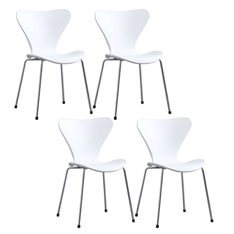 Modern Armless Side Chairs with 4 Black Finish Legs Plastic Solid Chairs for Home Use White Silver Set of 4 Clearhalo ' kitchen&dining_furn' 'Dining Chairs' 'Dining Tables & Seating' 'dining_chair' 'Furniture' 'furniture_dining_chair' 'Kitchen & Dining Furniture' 'kitchen' 3453885