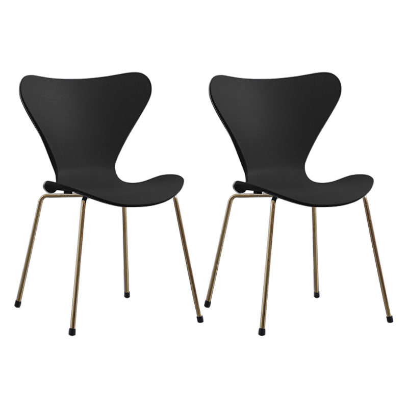 Modern Armless Side Chairs with 4 Black Finish Legs Plastic Solid Chairs for Home Use Black Brass Gold Set of 2 Clearhalo ' kitchen&dining_furn' 'Dining Chairs' 'Dining Tables & Seating' 'dining_chair' 'Furniture' 'furniture_dining_chair' 'Kitchen & Dining Furniture' 'kitchen' 3453887