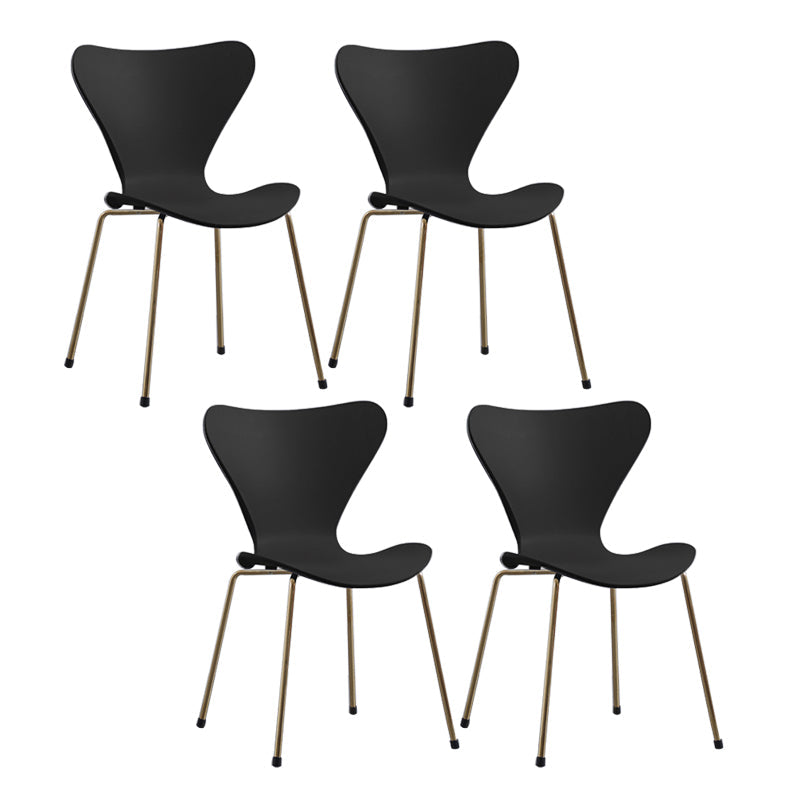 Modern Armless Side Chairs with 4 Black Finish Legs Plastic Solid Chairs for Home Use Black Brass Gold Set of 4 Clearhalo ' kitchen&dining_furn' 'Dining Chairs' 'Dining Tables & Seating' 'dining_chair' 'Furniture' 'furniture_dining_chair' 'Kitchen & Dining Furniture' 'kitchen' 3453888