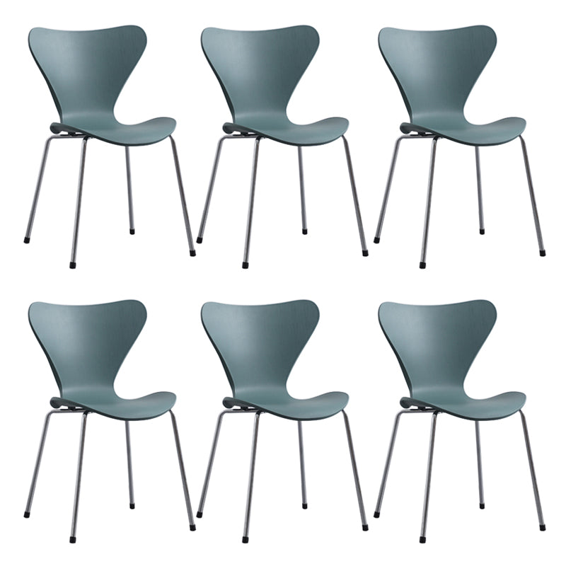 Modern Armless Side Chairs with 4 Black Finish Legs Plastic Solid Chairs for Home Use Green Silver Set of 6 Clearhalo ' kitchen&dining_furn' 'Dining Chairs' 'Dining Tables & Seating' 'dining_chair' 'Furniture' 'furniture_dining_chair' 'Kitchen & Dining Furniture' 'kitchen' 3453892