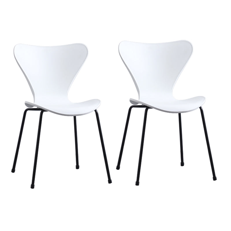 Modern Armless Side Chairs with 4 Black Finish Legs Plastic Solid Chairs for Home Use White Black Set of 2 Clearhalo ' kitchen&dining_furn' 'Dining Chairs' 'Dining Tables & Seating' 'dining_chair' 'Furniture' 'furniture_dining_chair' 'Kitchen & Dining Furniture' 'kitchen' 3453893