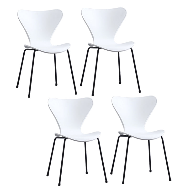 Modern Armless Side Chairs with 4 Black Finish Legs Plastic Solid Chairs for Home Use White Black Set of 4 Clearhalo ' kitchen&dining_furn' 'Dining Chairs' 'Dining Tables & Seating' 'dining_chair' 'Furniture' 'furniture_dining_chair' 'Kitchen & Dining Furniture' 'kitchen' 3453894