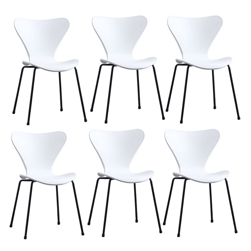 Modern Armless Side Chairs with 4 Black Finish Legs Plastic Solid Chairs for Home Use White Black Set of 6 Clearhalo ' kitchen&dining_furn' 'Dining Chairs' 'Dining Tables & Seating' 'dining_chair' 'Furniture' 'furniture_dining_chair' 'Kitchen & Dining Furniture' 'kitchen' 3453895