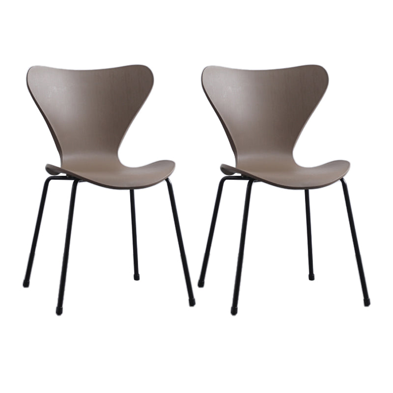 Modern Armless Side Chairs with 4 Black Finish Legs Plastic Solid Chairs for Home Use Brown Black Set of 2 Clearhalo ' kitchen&dining_furn' 'Dining Chairs' 'Dining Tables & Seating' 'dining_chair' 'Furniture' 'furniture_dining_chair' 'Kitchen & Dining Furniture' 'kitchen' 3453896