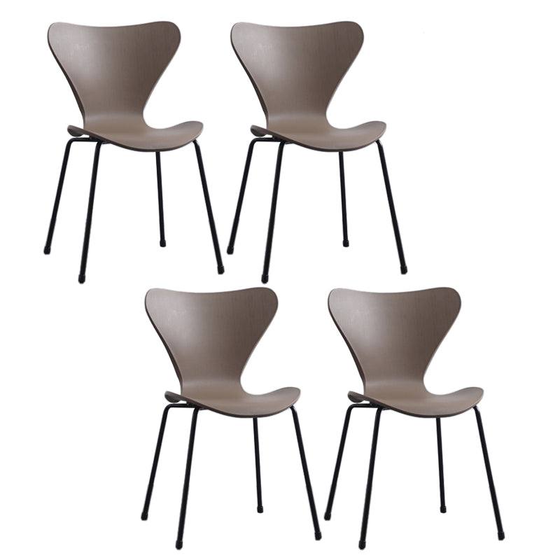 Modern Armless Side Chairs with 4 Black Finish Legs Plastic Solid Chairs for Home Use Brown Black Set of 4 Clearhalo ' kitchen&dining_furn' 'Dining Chairs' 'Dining Tables & Seating' 'dining_chair' 'Furniture' 'furniture_dining_chair' 'Kitchen & Dining Furniture' 'kitchen' 3453897