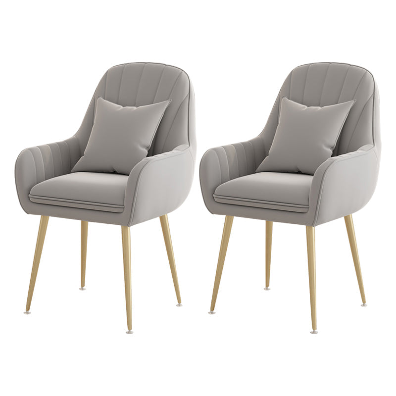 Metal Contemporary Home Side Chair Parsons Chair 18'' Wide Chair for Kitchen Grey Set of 2 Clearhalo ' kitchen&dining_furn' 'Dining Chairs' 'Dining Tables & Seating' 'dining_chair' 'Furniture' 'furniture_dining_chair' 'Kitchen & Dining Furniture' 'kitchen' 3453919
