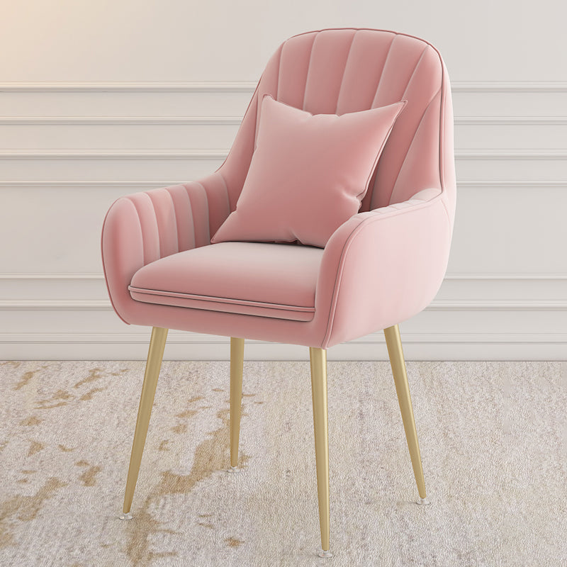 Metal Contemporary Home Side Chair Parsons Chair 18'' Wide Chair for Kitchen Pink 1 Piece Clearhalo ' kitchen&dining_furn' 'Dining Chairs' 'Dining Tables & Seating' 'dining_chair' 'Furniture' 'furniture_dining_chair' 'Kitchen & Dining Furniture' 'kitchen' 3453923