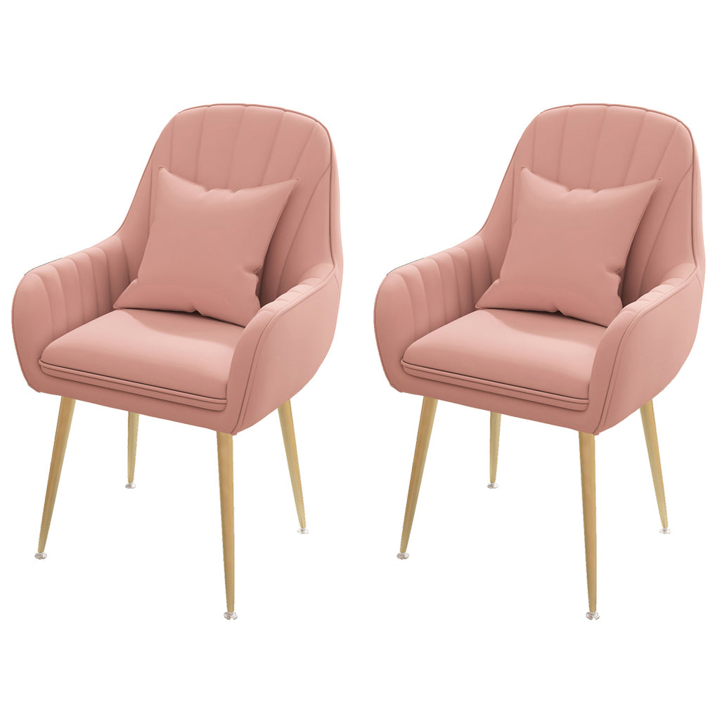 Metal Contemporary Home Side Chair Parsons Chair 18'' Wide Chair for Kitchen Pink Set of 2 Clearhalo ' kitchen&dining_furn' 'Dining Chairs' 'Dining Tables & Seating' 'dining_chair' 'Furniture' 'furniture_dining_chair' 'Kitchen & Dining Furniture' 'kitchen' 3453925