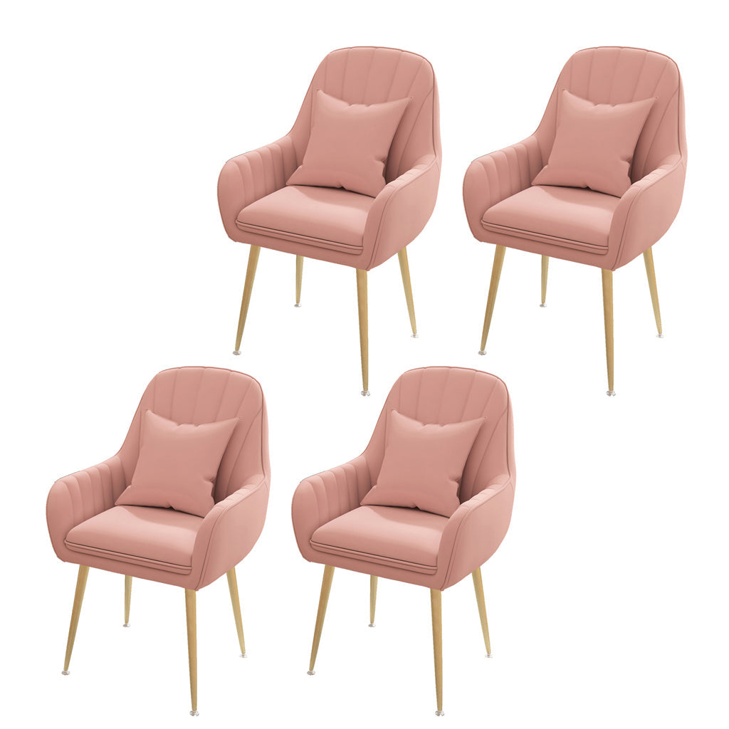 Metal Contemporary Home Side Chair Parsons Chair 18'' Wide Chair for Kitchen Pink Set of 4 Clearhalo ' kitchen&dining_furn' 'Dining Chairs' 'Dining Tables & Seating' 'dining_chair' 'Furniture' 'furniture_dining_chair' 'Kitchen & Dining Furniture' 'kitchen' 3453927