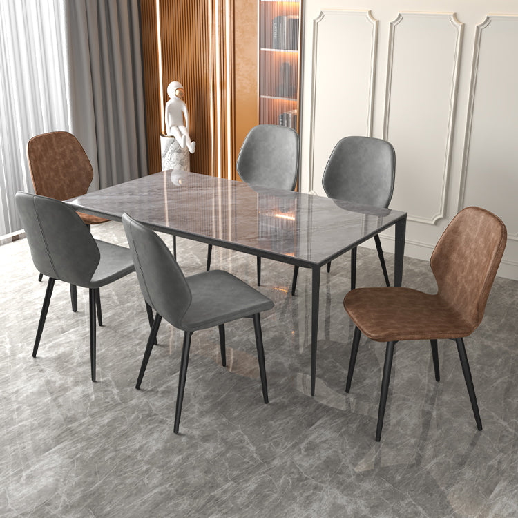 Leather Contemporary Wingback Side Chair Kitchen Dining Chair With Metal Legs Clearhalo ' kitchen&dining_furn' 'Dining Chairs' 'Dining Tables & Seating' 'dining_chair' 'Furniture' 'furniture_dining_chair' 'Kitchen & Dining Furniture' 'kitchen' 3453932