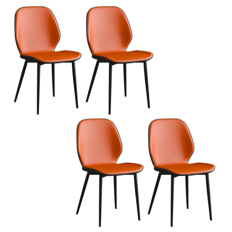Leather Contemporary Wingback Side Chair Kitchen Dining Chair With Metal Legs Orange Set of 4 Clearhalo ' kitchen&dining_furn' 'Dining Chairs' 'Dining Tables & Seating' 'dining_chair' 'Furniture' 'furniture_dining_chair' 'Kitchen & Dining Furniture' 'kitchen' 3453934