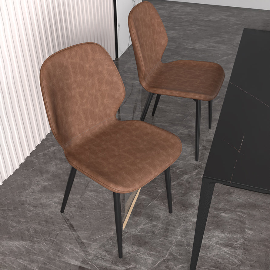 Leather Contemporary Wingback Side Chair Kitchen Dining Chair With Metal Legs Clearhalo ' kitchen&dining_furn' 'Dining Chairs' 'Dining Tables & Seating' 'dining_chair' 'Furniture' 'furniture_dining_chair' 'Kitchen & Dining Furniture' 'kitchen' 3453935