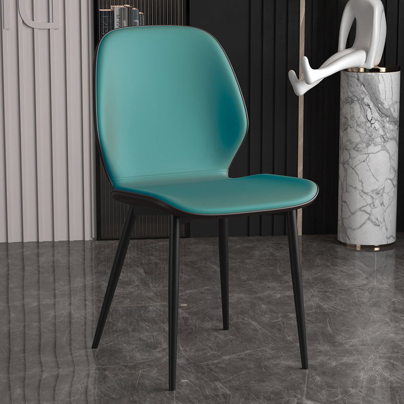 Leather Contemporary Wingback Side Chair Kitchen Dining Chair With Metal Legs Army Green 1 Piece Clearhalo ' kitchen&dining_furn' 'Dining Chairs' 'Dining Tables & Seating' 'dining_chair' 'Furniture' 'furniture_dining_chair' 'Kitchen & Dining Furniture' 'kitchen' 3453936