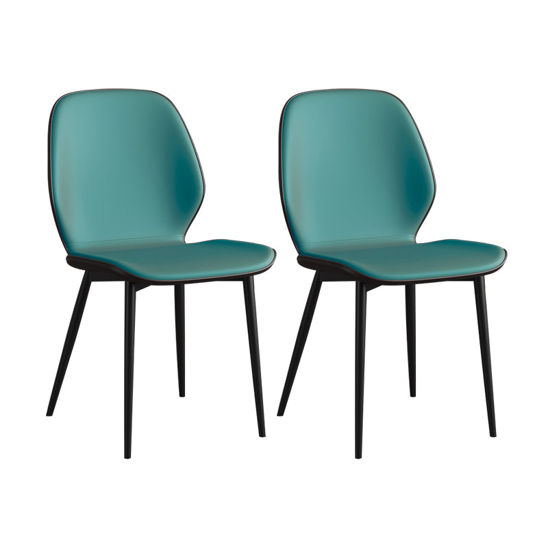 Leather Contemporary Wingback Side Chair Kitchen Dining Chair With Metal Legs Army Green Set of 2 Clearhalo ' kitchen&dining_furn' 'Dining Chairs' 'Dining Tables & Seating' 'dining_chair' 'Furniture' 'furniture_dining_chair' 'Kitchen & Dining Furniture' 'kitchen' 3453938