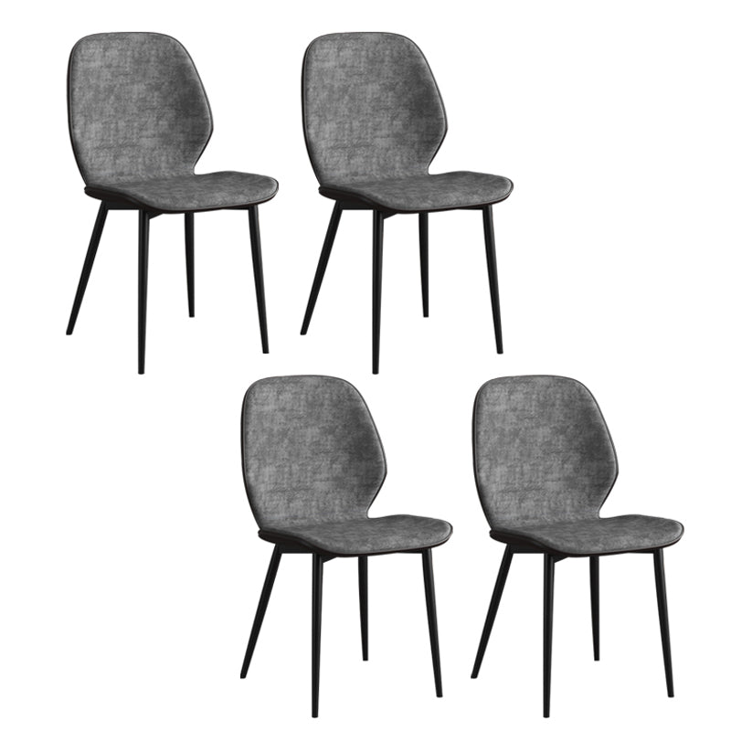 Leather Contemporary Wingback Side Chair Kitchen Dining Chair With Metal Legs Light Gray Set of 4 Clearhalo ' kitchen&dining_furn' 'Dining Chairs' 'Dining Tables & Seating' 'dining_chair' 'Furniture' 'furniture_dining_chair' 'Kitchen & Dining Furniture' 'kitchen' 3453946