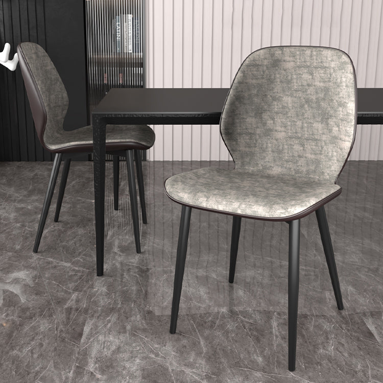 Leather Contemporary Wingback Side Chair Kitchen Dining Chair With Metal Legs Clearhalo ' kitchen&dining_furn' 'Dining Chairs' 'Dining Tables & Seating' 'dining_chair' 'Furniture' 'furniture_dining_chair' 'Kitchen & Dining Furniture' 'kitchen' 3453947