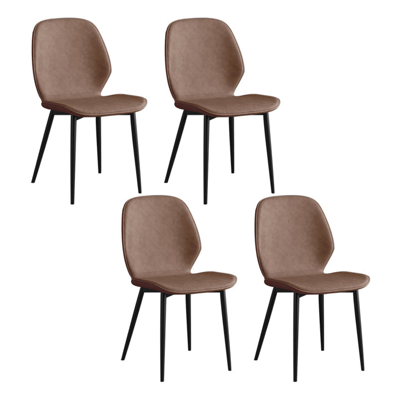 Leather Contemporary Wingback Side Chair Kitchen Dining Chair With Metal Legs Brown Set of 4 Clearhalo ' kitchen&dining_furn' 'Dining Chairs' 'Dining Tables & Seating' 'dining_chair' 'Furniture' 'furniture_dining_chair' 'Kitchen & Dining Furniture' 'kitchen' 3453951
