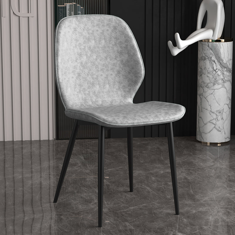 Leather Contemporary Wingback Side Chair Kitchen Dining Chair With Metal Legs Grey 1 Piece Clearhalo ' kitchen&dining_furn' 'Dining Chairs' 'Dining Tables & Seating' 'dining_chair' 'Furniture' 'furniture_dining_chair' 'Kitchen & Dining Furniture' 'kitchen' 3453952