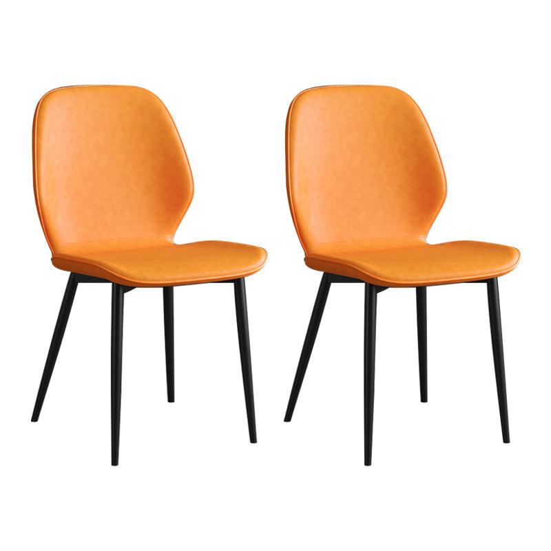 Leather Contemporary Wingback Side Chair Kitchen Dining Chair With Metal Legs Orange Set of 2 Clearhalo ' kitchen&dining_furn' 'Dining Chairs' 'Dining Tables & Seating' 'dining_chair' 'Furniture' 'furniture_dining_chair' 'Kitchen & Dining Furniture' 'kitchen' 3453956