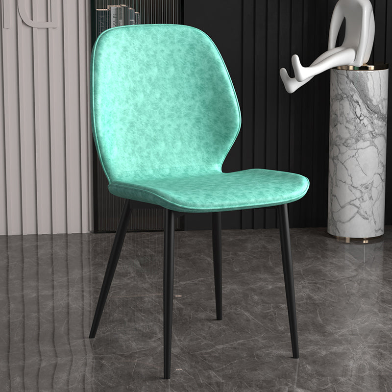 Leather Contemporary Wingback Side Chair Kitchen Dining Chair With Metal Legs Aqua 1 Piece Clearhalo ' kitchen&dining_furn' 'Dining Chairs' 'Dining Tables & Seating' 'dining_chair' 'Furniture' 'furniture_dining_chair' 'Kitchen & Dining Furniture' 'kitchen' 3453958